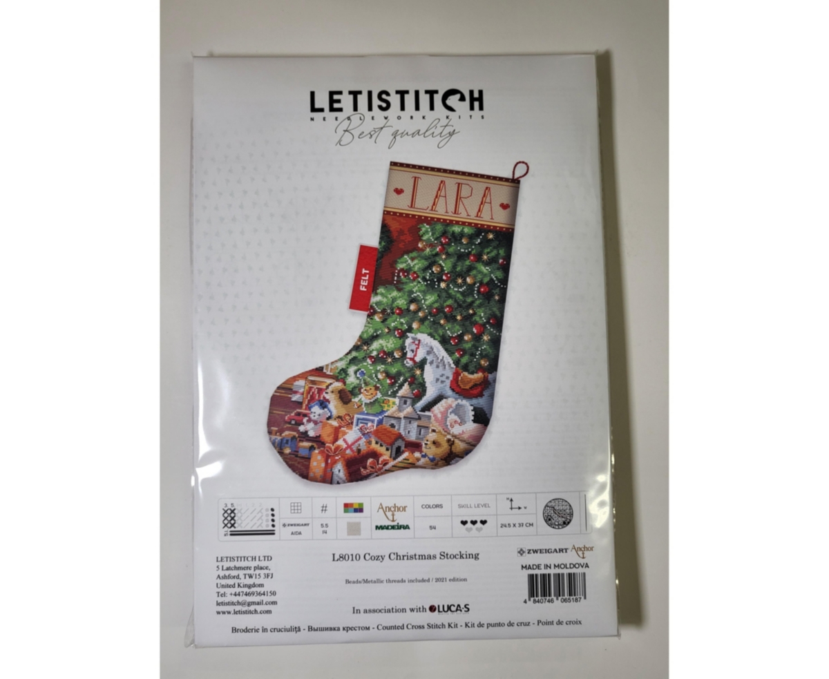 Counted Cross Stitch Kit Cozy Christmas Stocking L8010 - Assorted Pre-pack