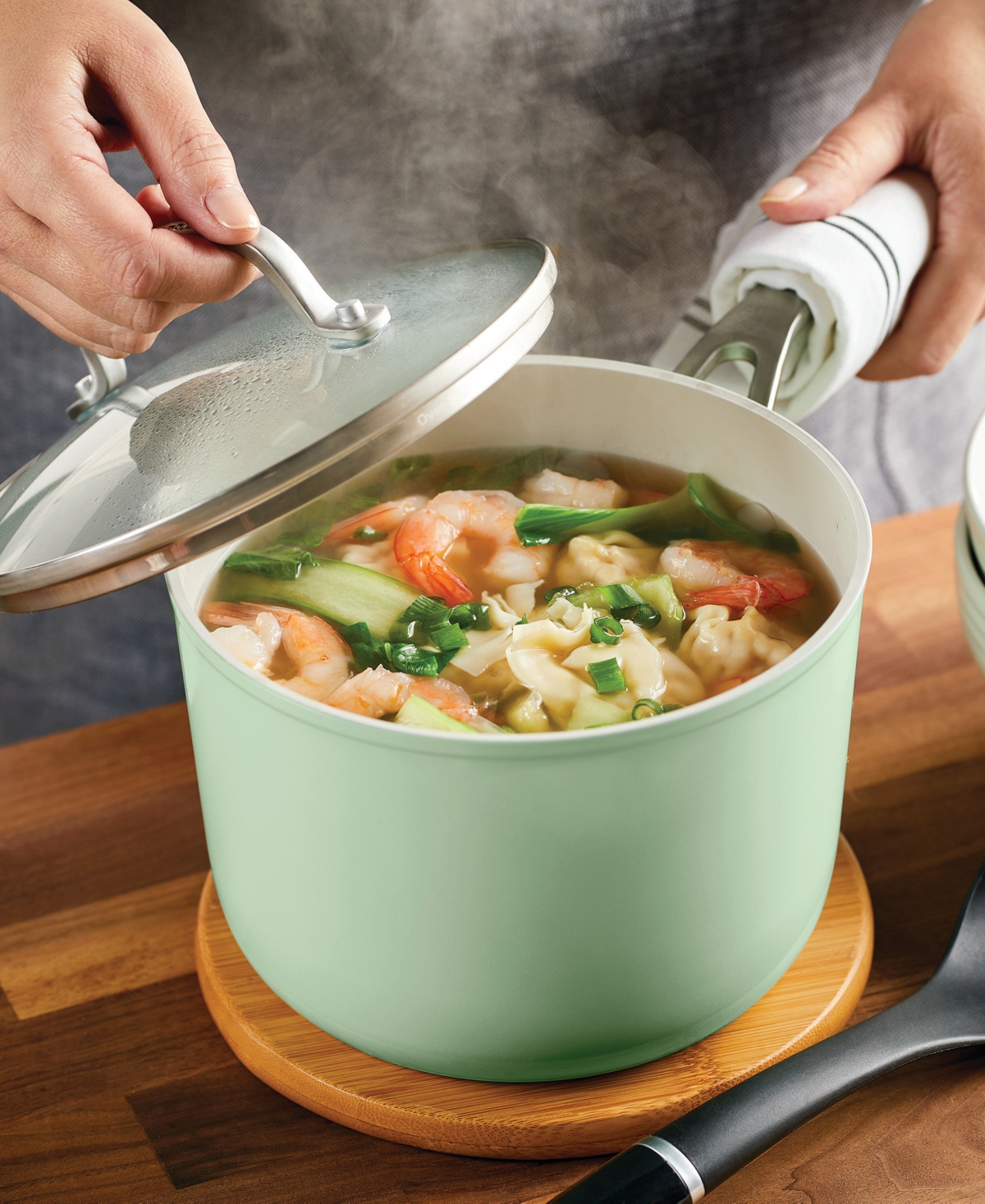 Kitchenaid Hard Anodized Ceramic Nonstick Cookware Sauce Pan With Lid In Pistachio