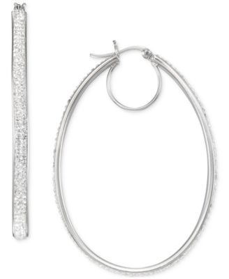 Macy's - Crystal Pav&eacute; Oval-Shape Click Top Hoop Earrings