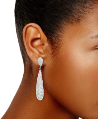Crystal Pav&eacute; Elongated Drop Earrings