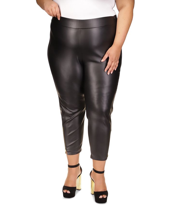 Michael Kors Plus Size Faux-Leather Skinny Ankle Pants - Macy's
