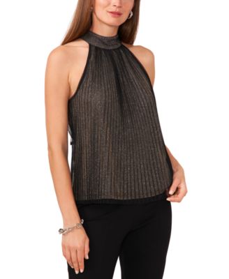MSK - Women's Metallic Pleated Halter Top