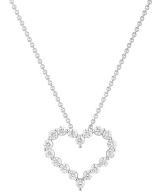 Diamond Heart 18" Pendant Necklace (1-1/2 ct. t.w.) in 14k White Gold