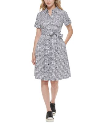 KARL LAGERFELD PARIS - Women's Logo Tie-Waist Shirtdress