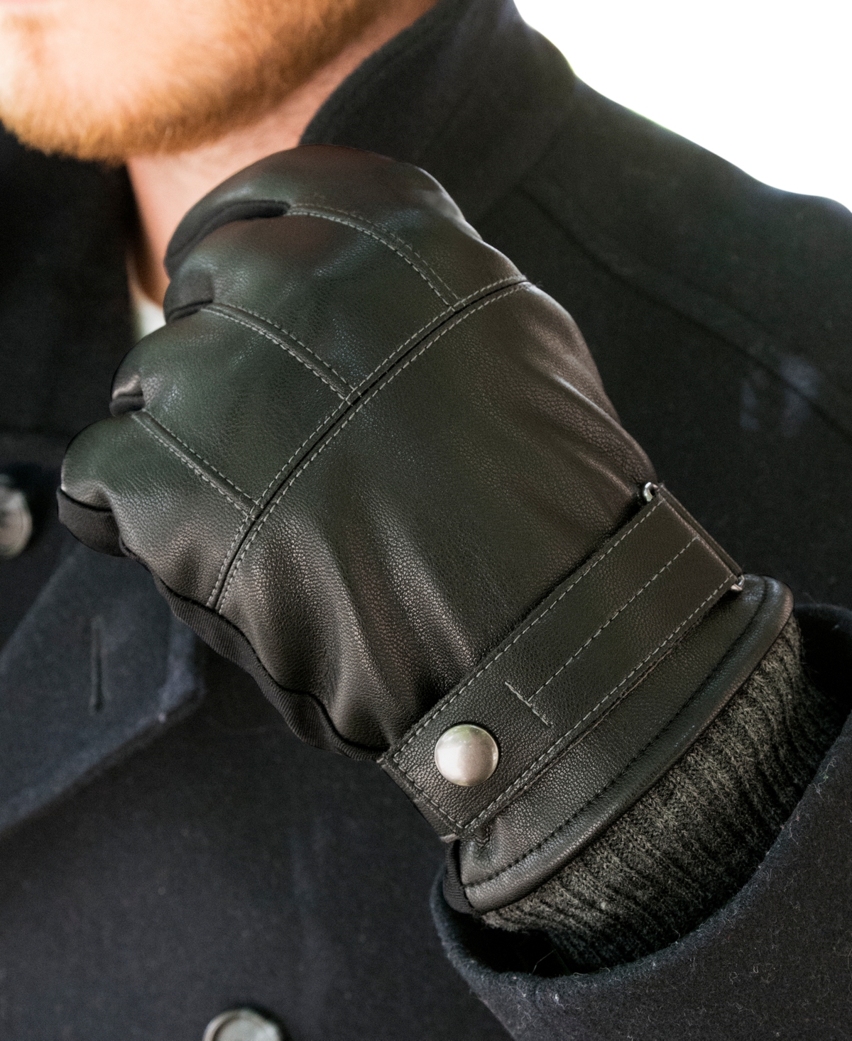 Shop Isotoner Signature Men's Touchscreen Insulated Gloves With Knit Cuffs In Black