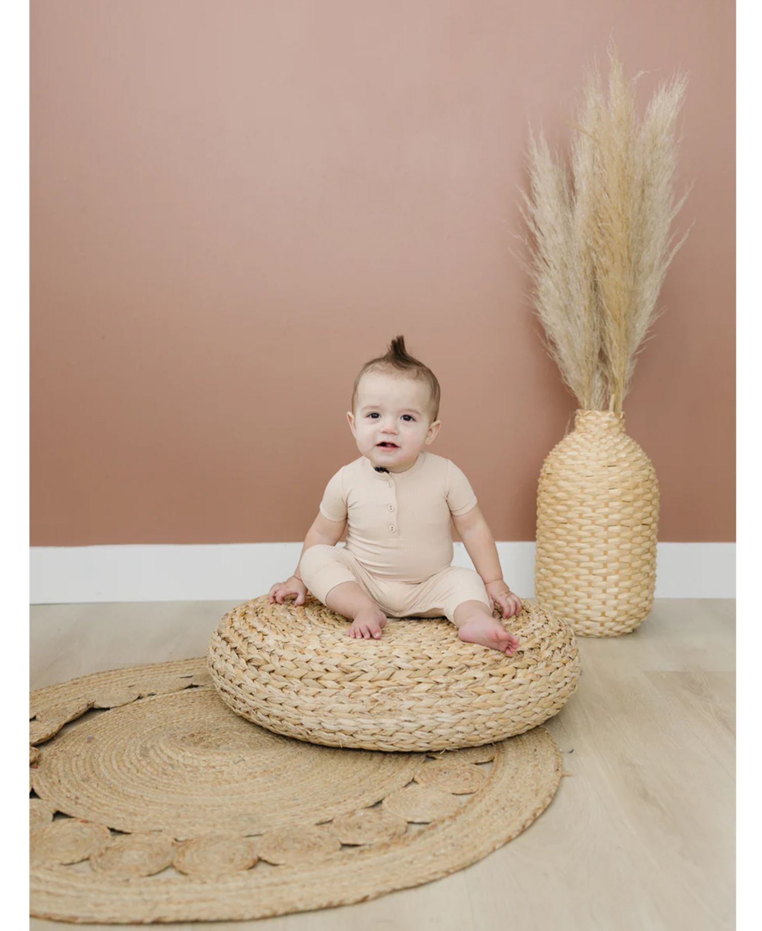 Baby Boys Rayon from Bamboo Ribbed Henley Romper
