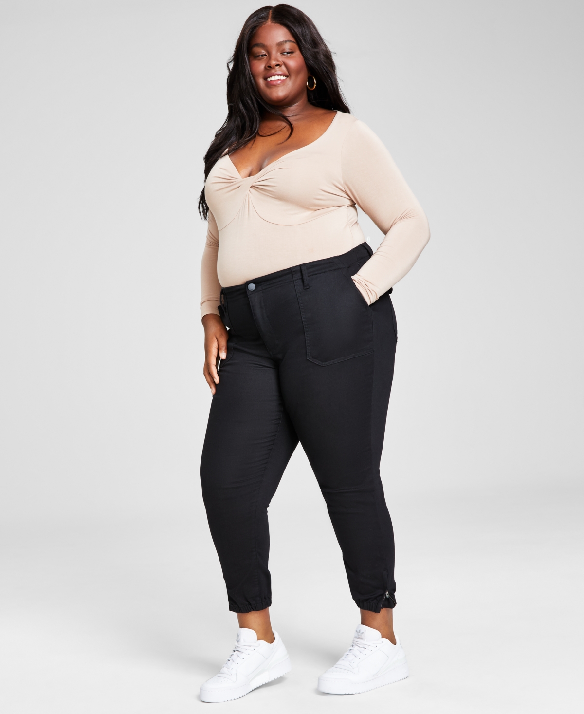 And Now This Trendy Plus Size Denim Jogger Pants In Black