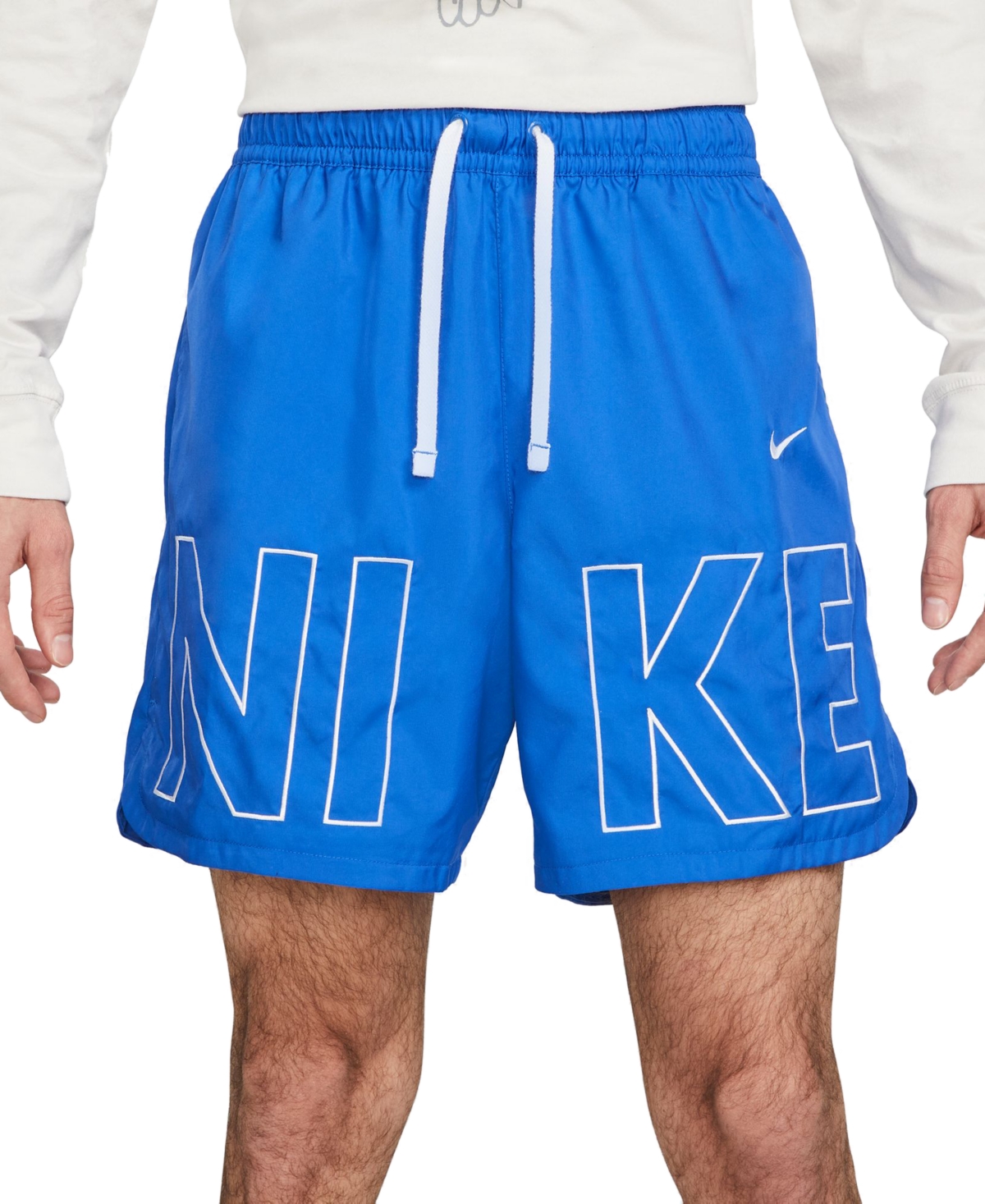 Shop Nike Men's Sportswear Woven Flow Shorts In Game Royal,white