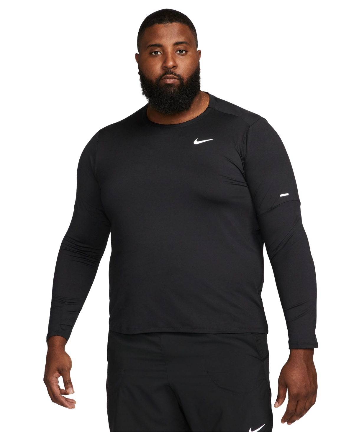 Nike Men's Element Dri-fit Long-sleeve Crewneck T-shirt In Black,reflective Silver