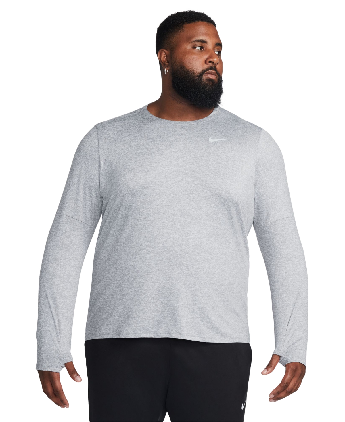 Nike Men's Element Dri-fit Long-sleeve Crewneck T-shirt In Smoke Grey,reflective Silver