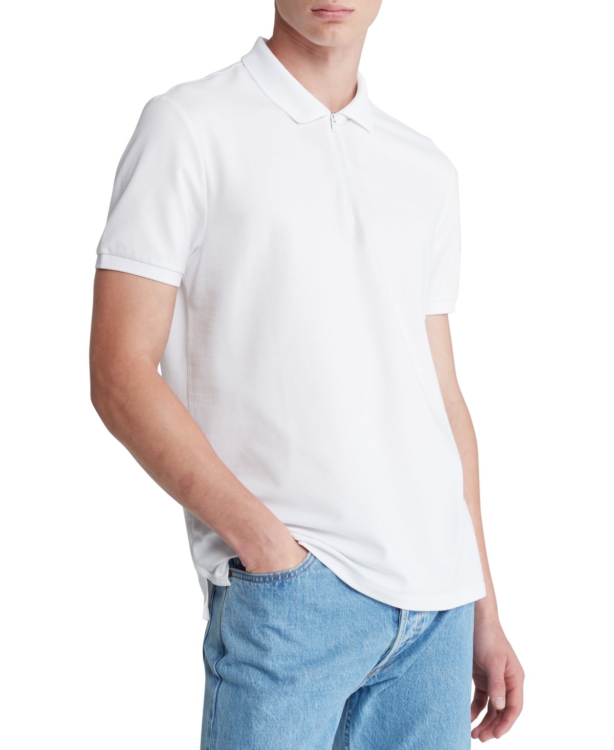 Men's Athletic Tech Zip Polo Shirt - Brilliant White