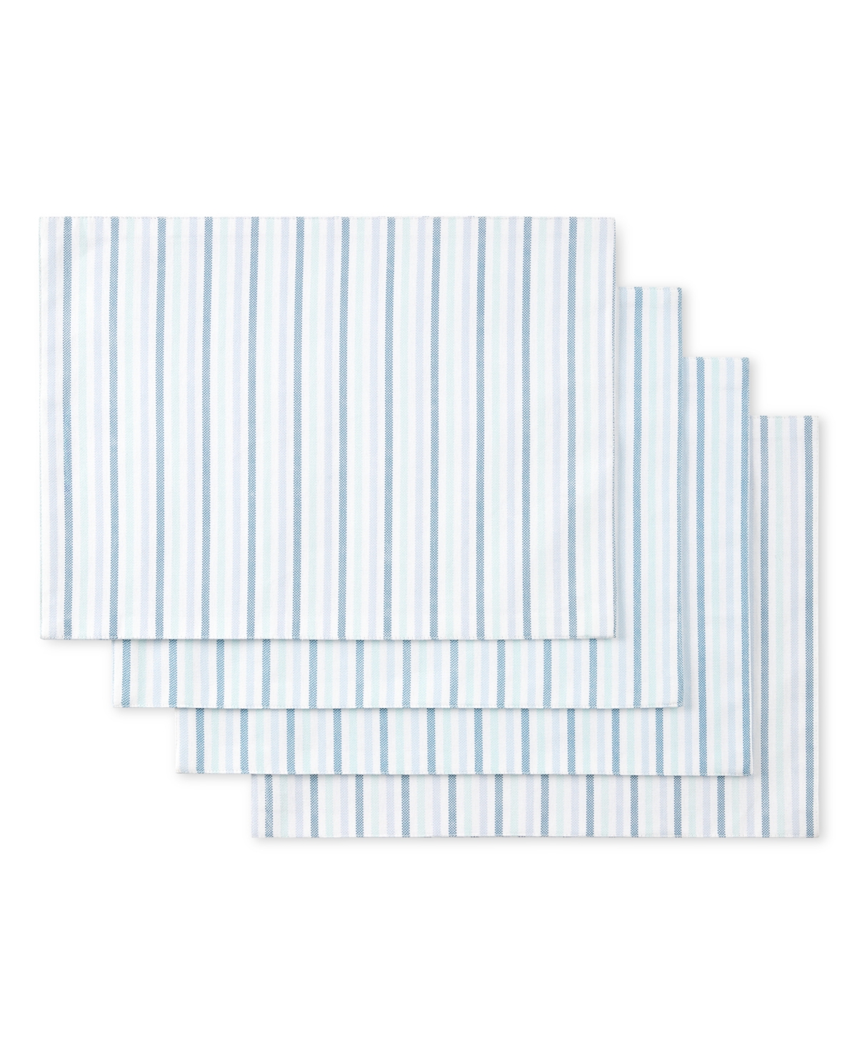 Martha Stewart Daisy Stripe Placemat Set Of 4, 13" X 17.5" In Blue