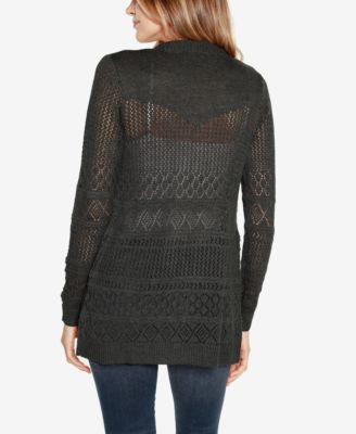Belldini Women's Pointelle Long Sleeves Open Cardigan