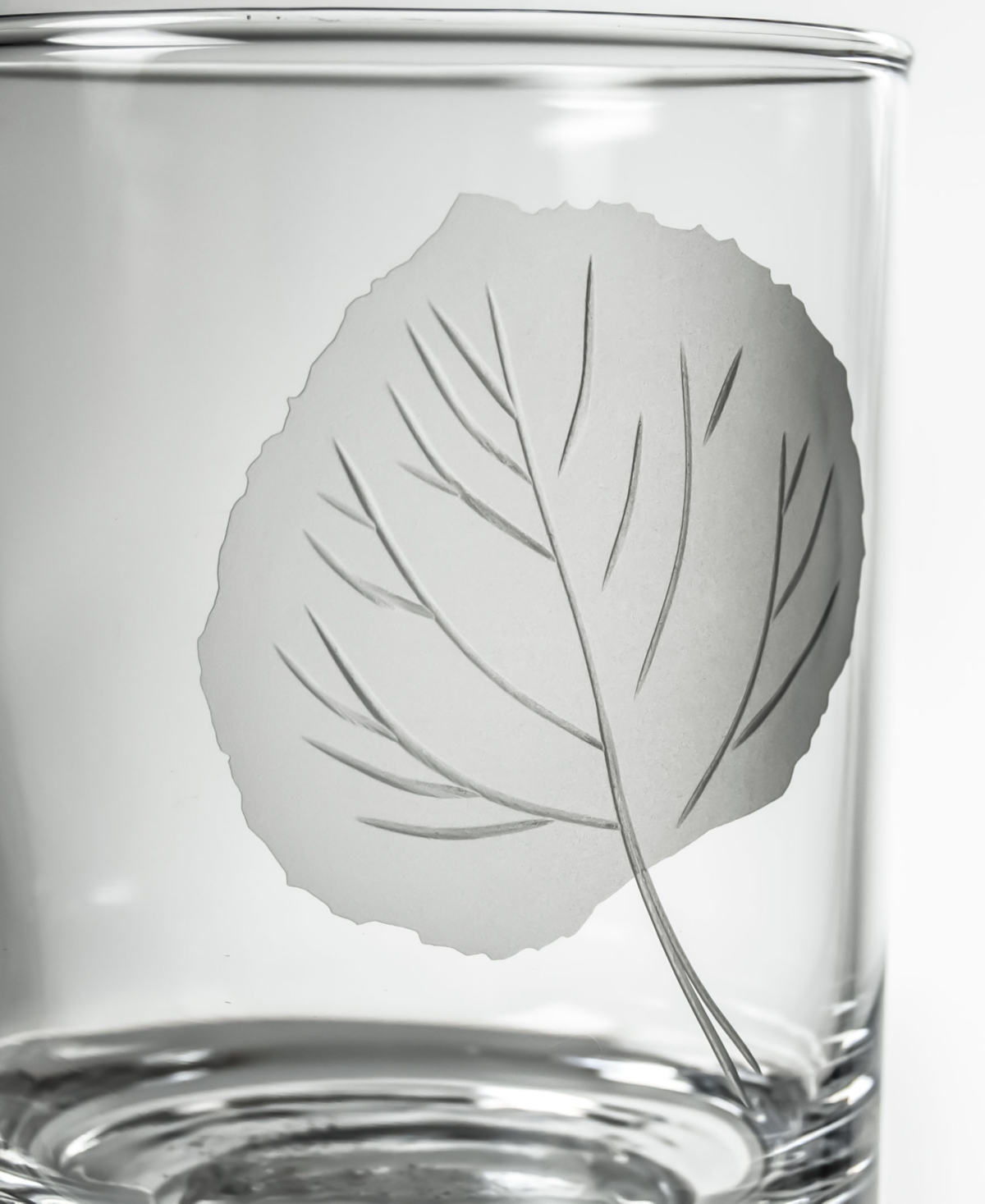 Rolf Glass Aspen Leaf Double Old Fashioned Glass - Set of 4 Glasses