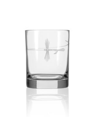 Fly Fishing Double Old Fashioned Glass 13oz - Set of 4 Glasses
