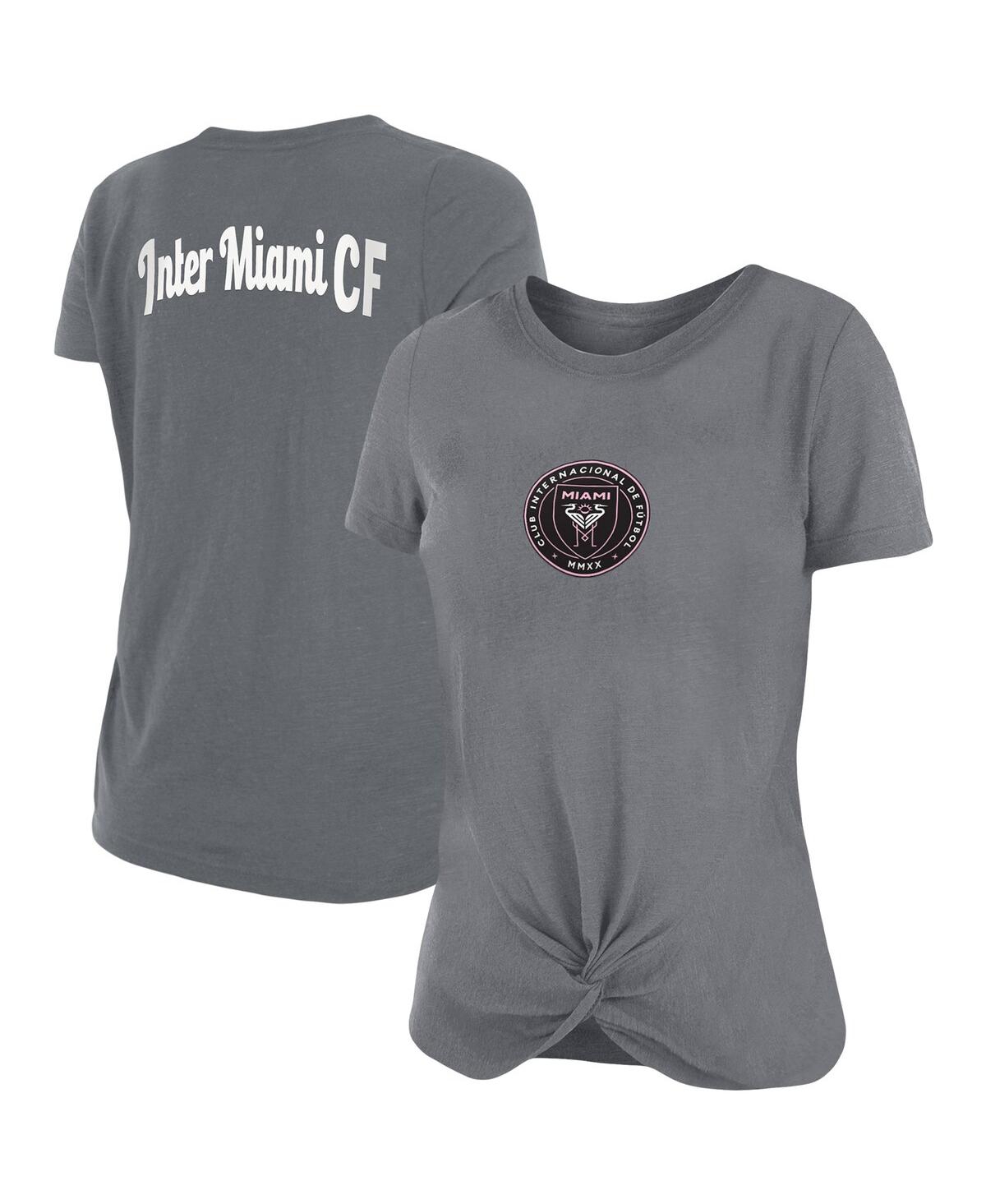 New Era Women's  Gray Inter Miami Cf Front Twist T-shirt