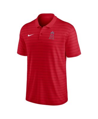 Men's Red Los Angeles Angels Authentic Collection Victory Striped Performance Polo Shirt