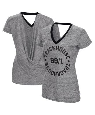 Women's Heather Black TRACKHOUSE RACING Halftime Back Wrap T-shirt