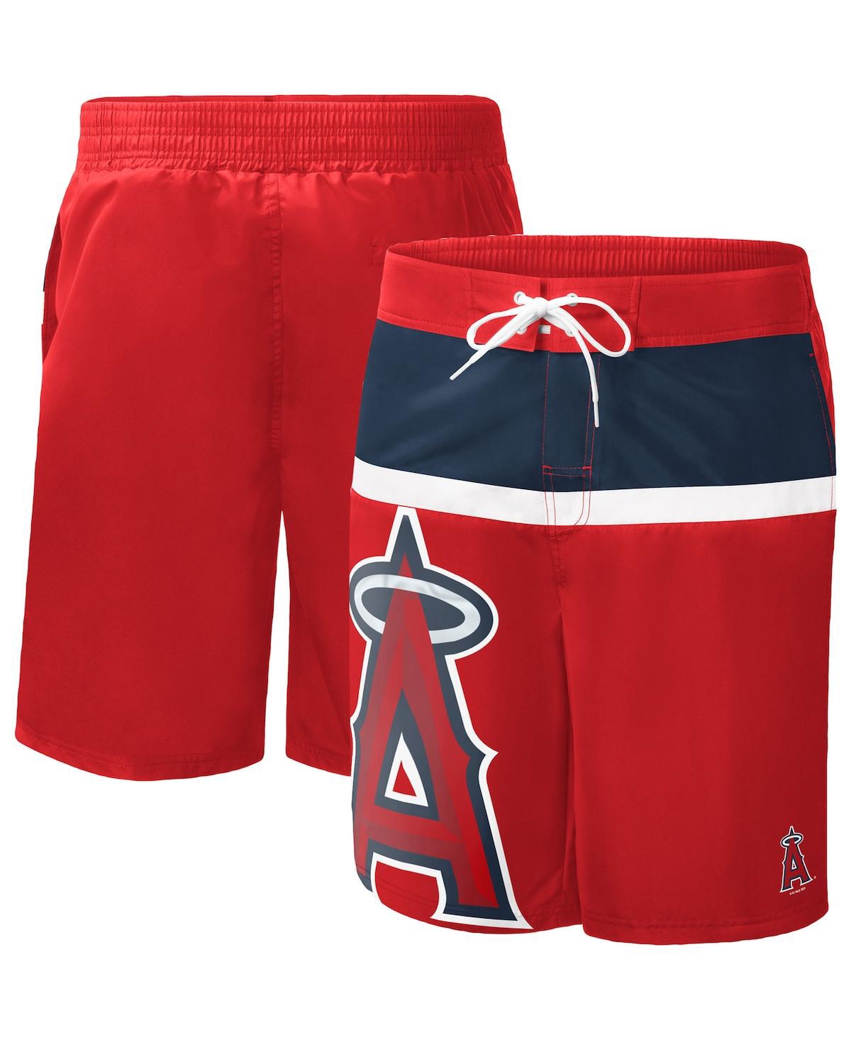 Shop G-iii Sports By Carl Banks Men's  Red Los Angeles Angels Sea Wind Swim Shorts