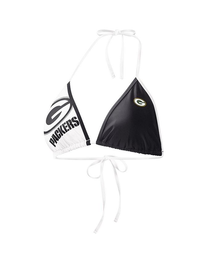 G Iii 4her By Carl Banks Womens Black White Green Bay Packers Play Action Bikini Top Macys 