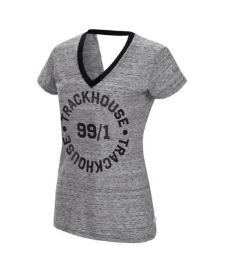 Women's Heather Black TRACKHOUSE RACING Halftime Back Wrap T-shirt