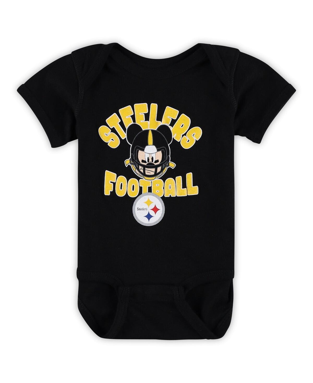 Shop Outerstuff Newborn And Infant Boys And Girls Black Pittsburgh Steelers Disney Lil Champ Bodysuit