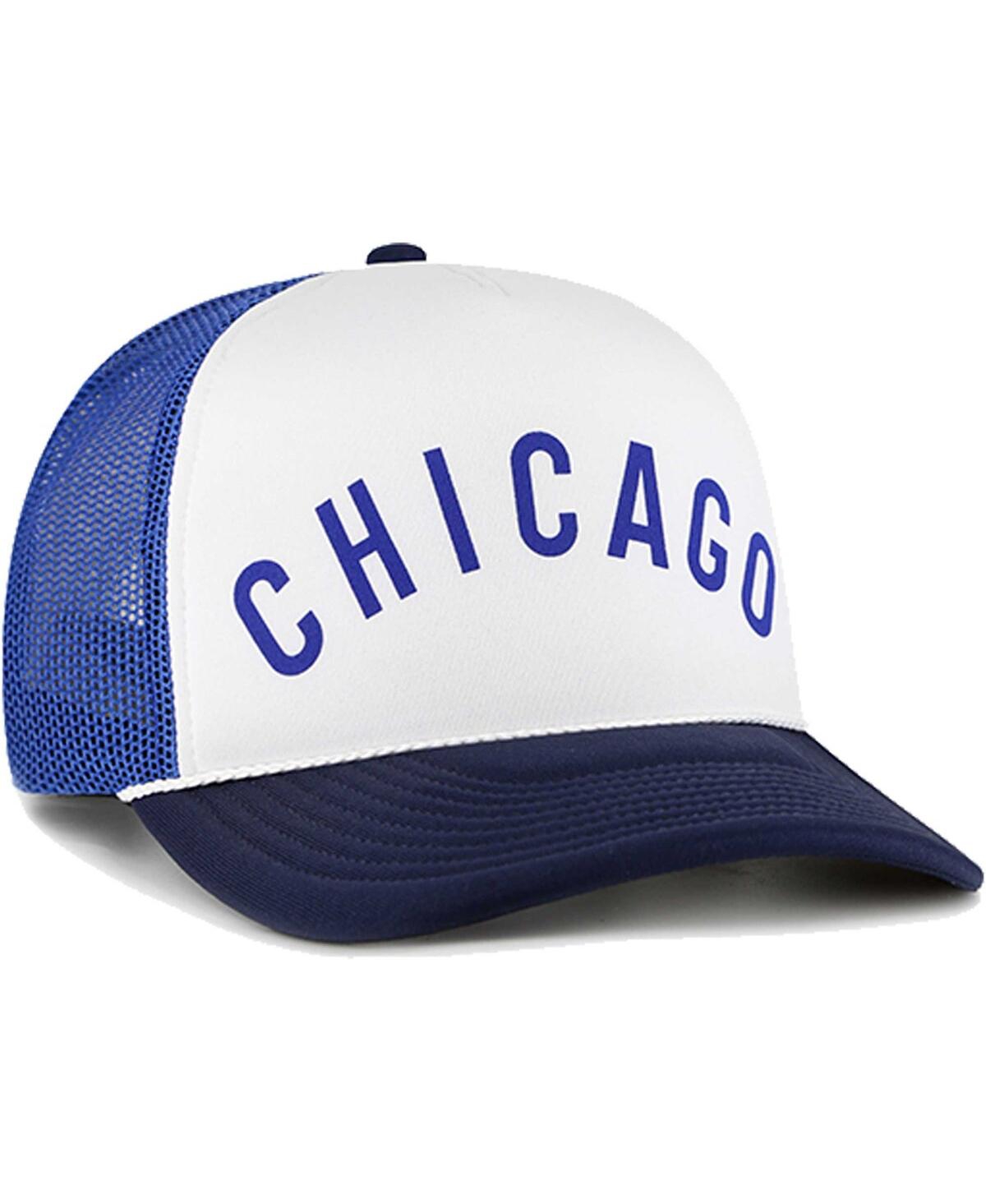 47 Brand Men's ' White Chicago Cubs Foam Front Script Trucker Snapback Hat In White