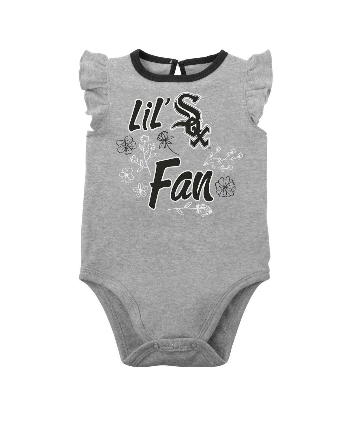Shop Outerstuff Newborn & Infant Boys And Girls Black, Heather Gray Chicago White Sox Little Fan Two-pack Bodysuit S In Black,heather Gray