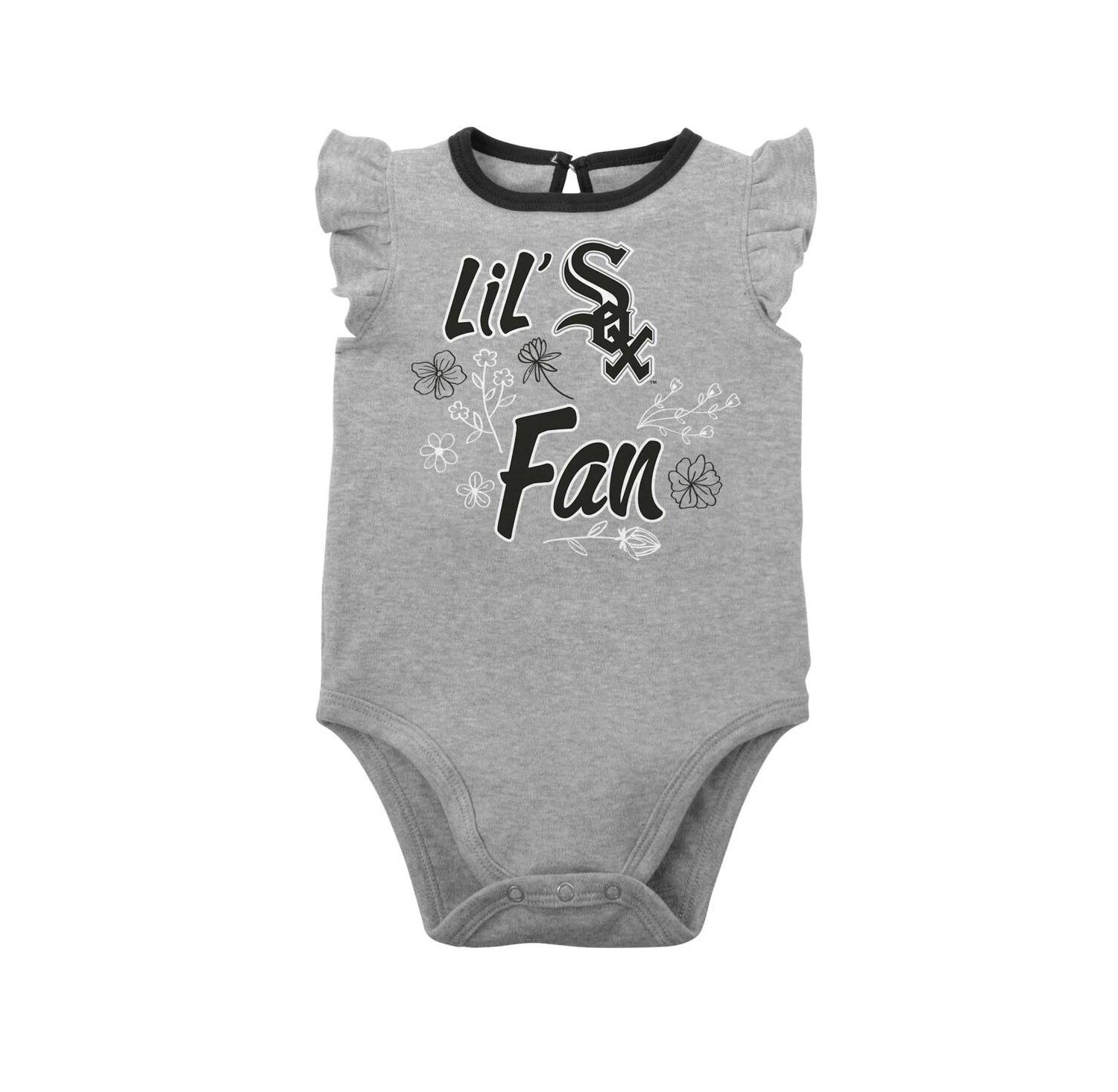 Newborn & Infant Boys and Girls Black, Heather Gray Chicago White Sox Little Fan Two-Pack Bodysuit Set