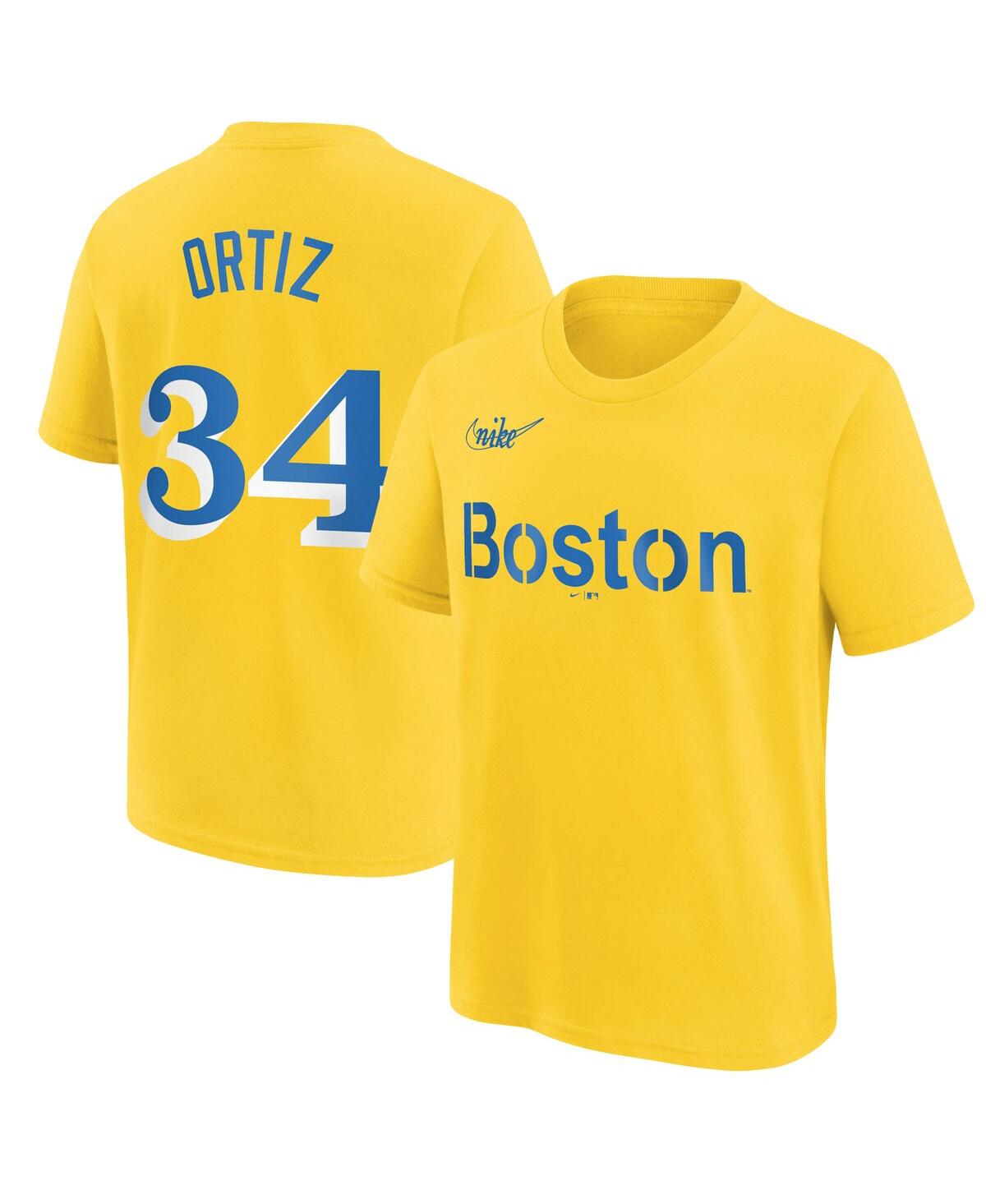 NIKE BIG BOYS NIKE DAVID ORTIZ GOLD BOSTON RED SOX CITY CONNECT NAME AND NUMBER T-SHIRT