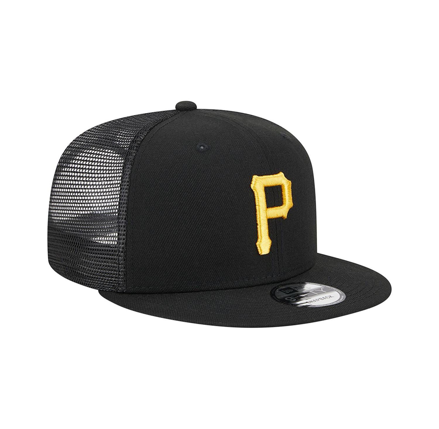 Men's Black Pittsburgh Pirates Team Color Trucker 9FIFTY Snapback Hat