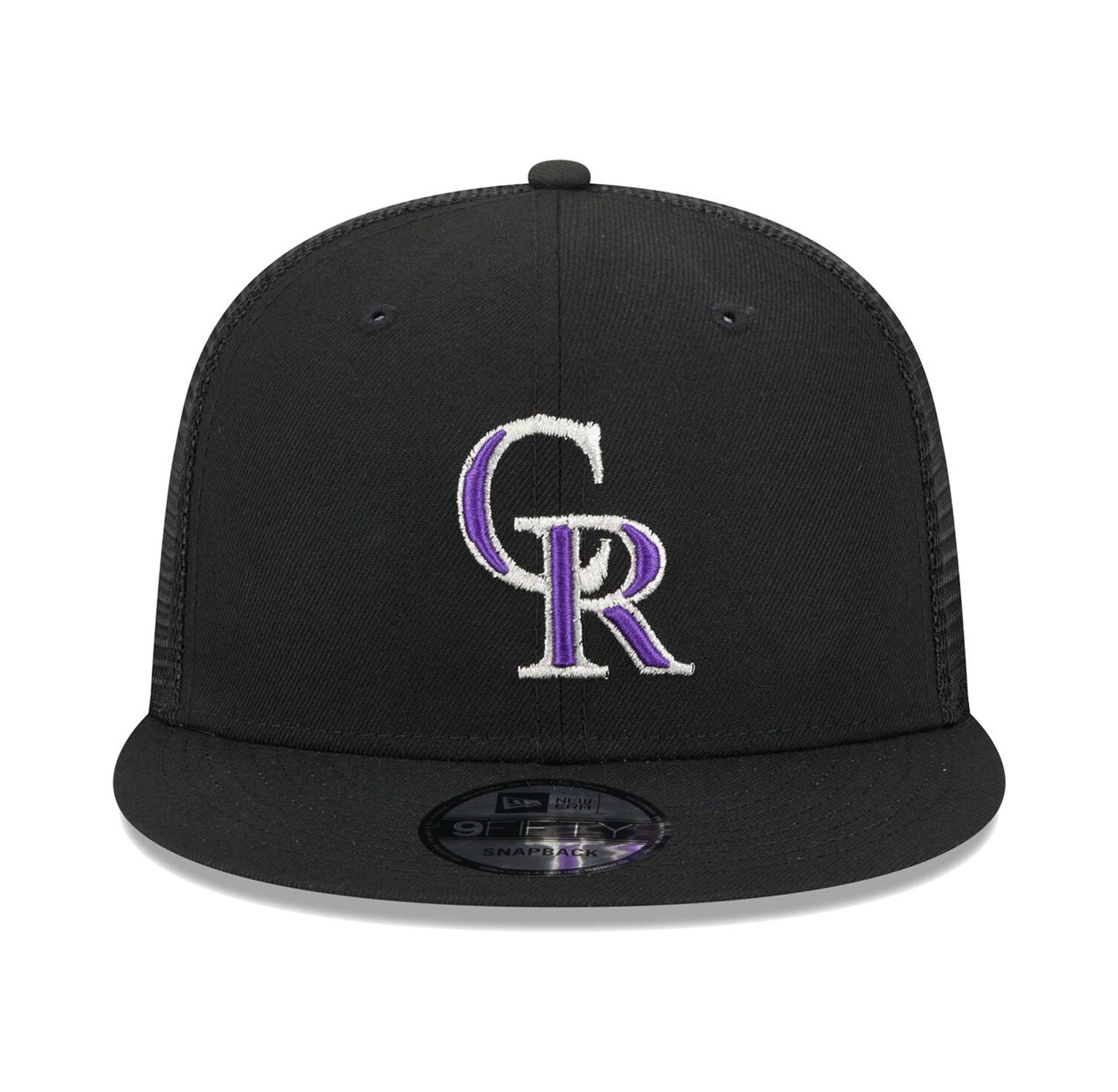 Men's Black Colorado Rockies Team Color Trucker 9FIFTY Snapback Hat