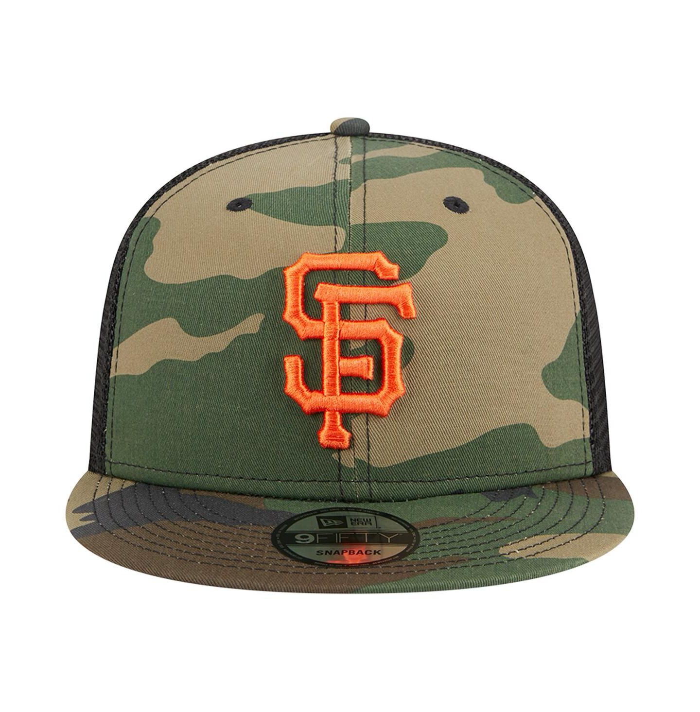 Мужская кепка New Era Camo San Francisco Giants Woodland Camo Trucker 9FIFTY Snapback Hat — фото 3
