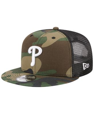 Men's Camo Philadelphia Phillies Woodland Camo Trucker 9FIFTY Snapback Hat
