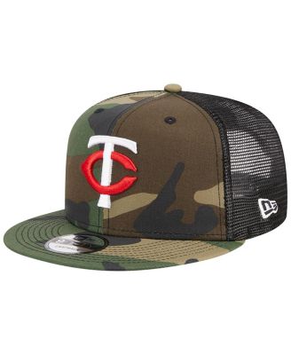 Men's Camo Minnesota Twins Woodland Camo Trucker 9FIFTY Snapback Hat
