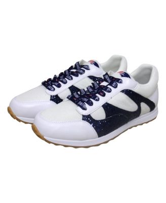 Women's White New England Patriots Glitter Sneakers