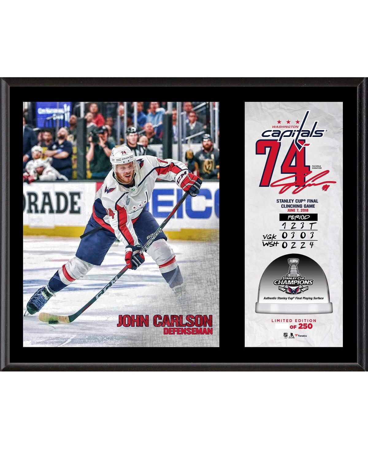 Fanatics Authentic John Carlson Washington Capitals 2018 Stanley Cup Champions 12'' X 15'' Plaque With Game-used Ice Fr In Multi