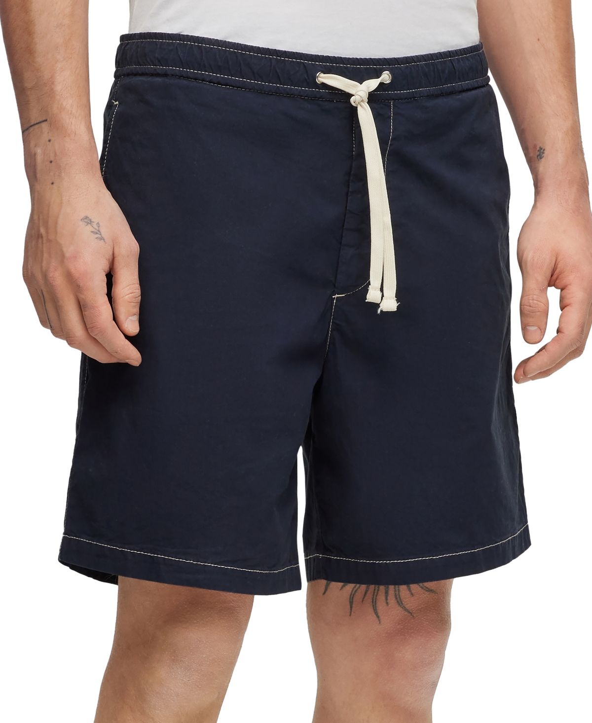 Hugo Boss Boss By  Men's Paper-touch Regular-fit Shorts In Dark Blue