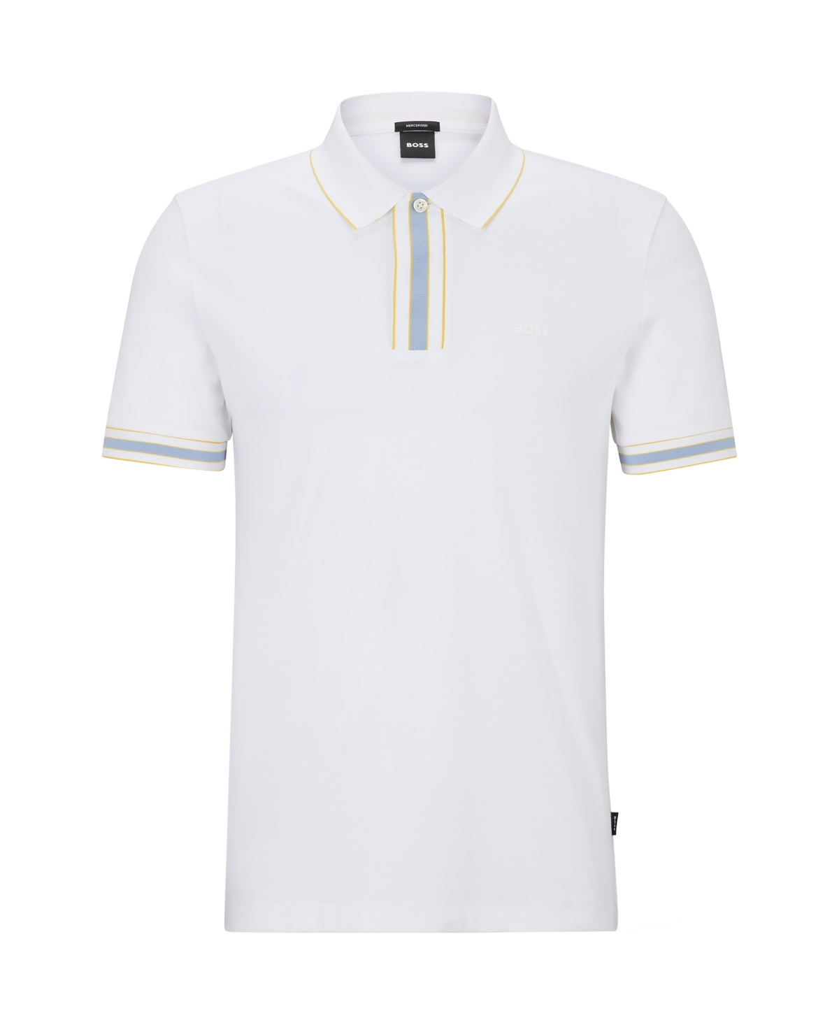 Hugo Boss Boss By  Men's Contrast Tipping Interlock-cotton Polo Shirt In White