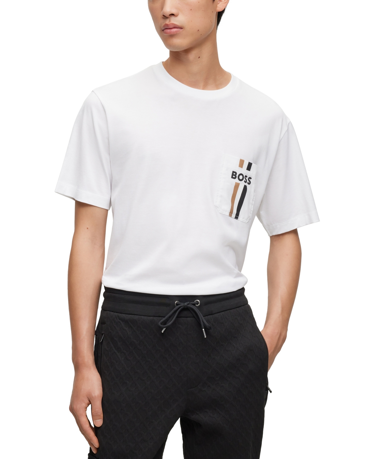Hugo Boss Boss By  Men's Signature Stripe And Logo T-shirt In White