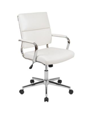 Mcentyre Ergonomic Swivel Office Chair Panel Style Mid-Back Computer Desk Chair With Padded Metal Arms & Base