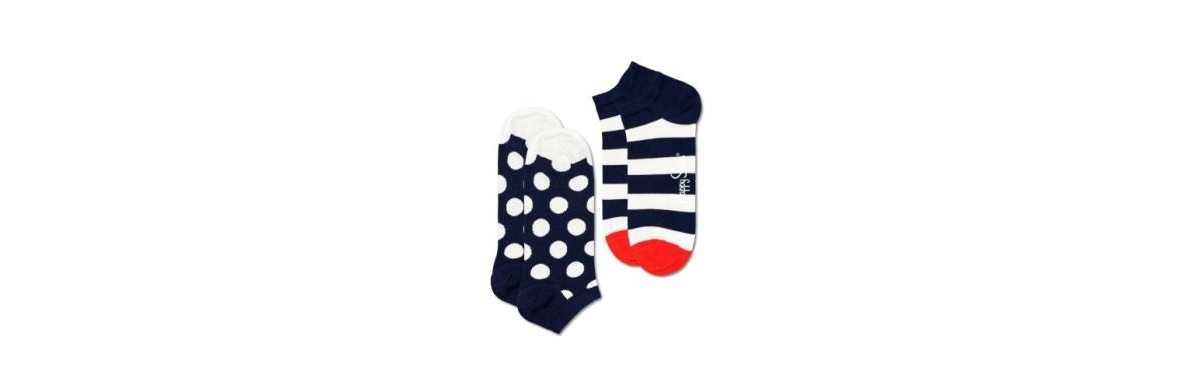 Happy Socks Big Dot Stripe Low Cut Socks, Pack Of 2 In Navy