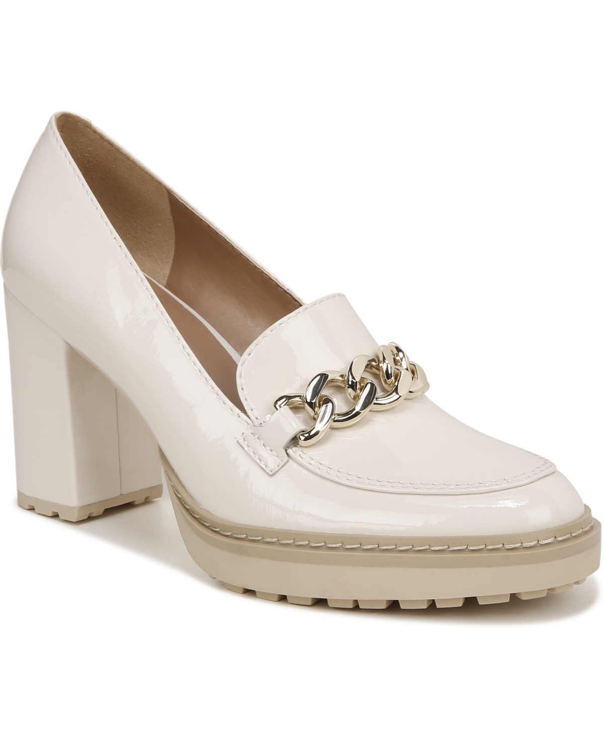 Naturalizer Callie-moc High-heel Loafers In Satin Pearl Patent Leather