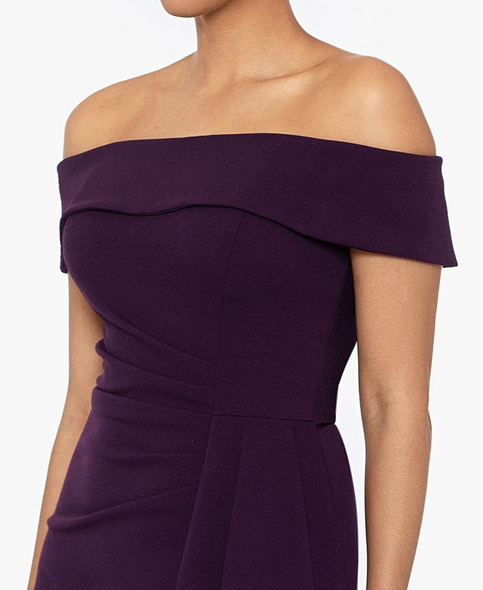 Xscape Womens Off The Shoulder Scuba Crepe Dress Macys 