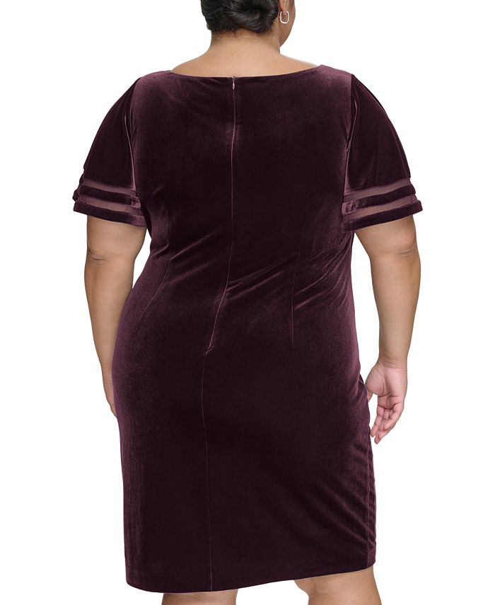 Jessica Howard Plus Size Velvet Flutter-Sleeve Dress - Macy's
