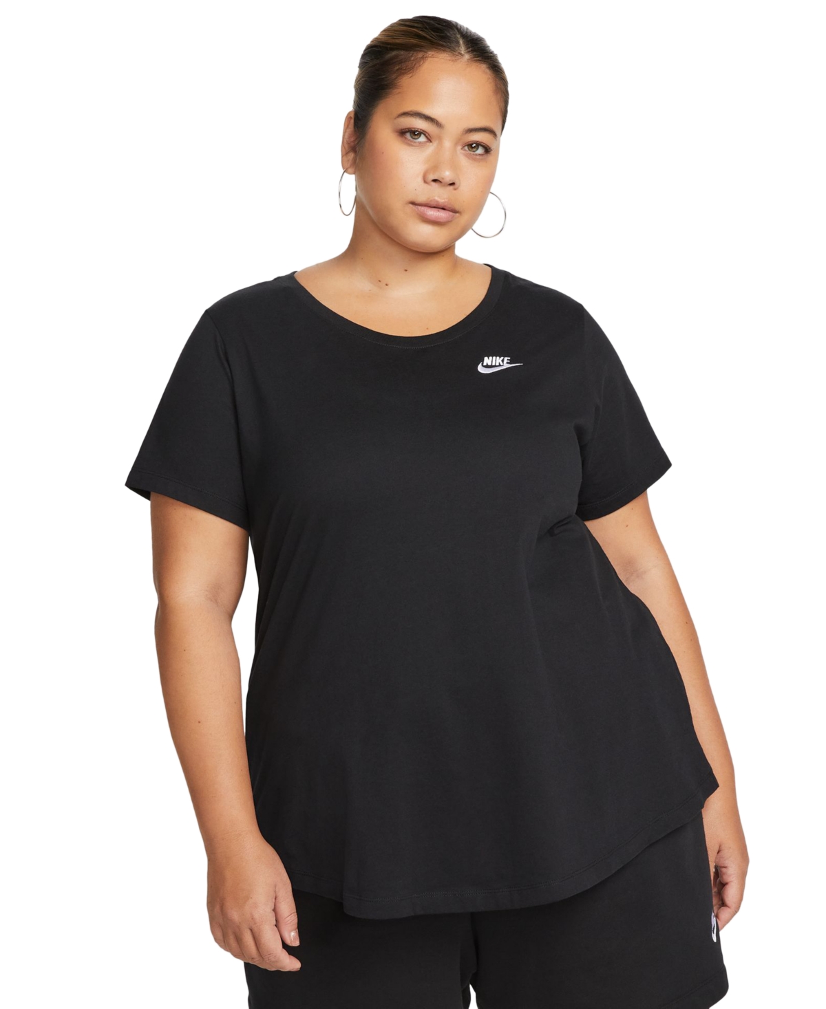 Shop Nike Plus Size Active Sportswear Club Essentials Short-sleeve T-shirt In Black