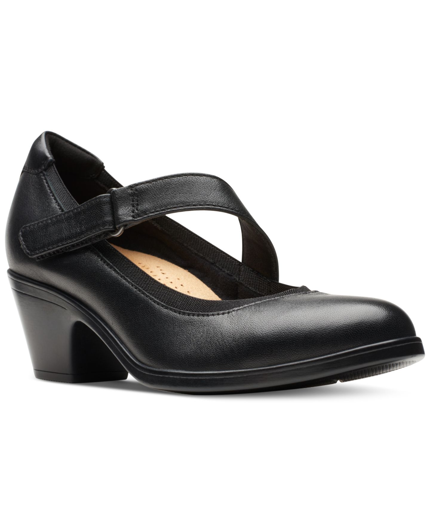 Женские туфли Clarks Emily Mabel Asymmetric Mary Jane, цвет: Чёрный кожаный — фото 1