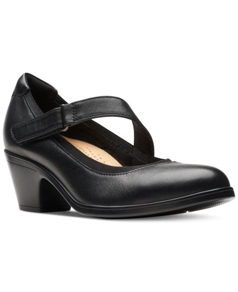Женские туфли Clarks Emily Mabel Asymmetric Mary Jane, цвет: Чёрный кожаный