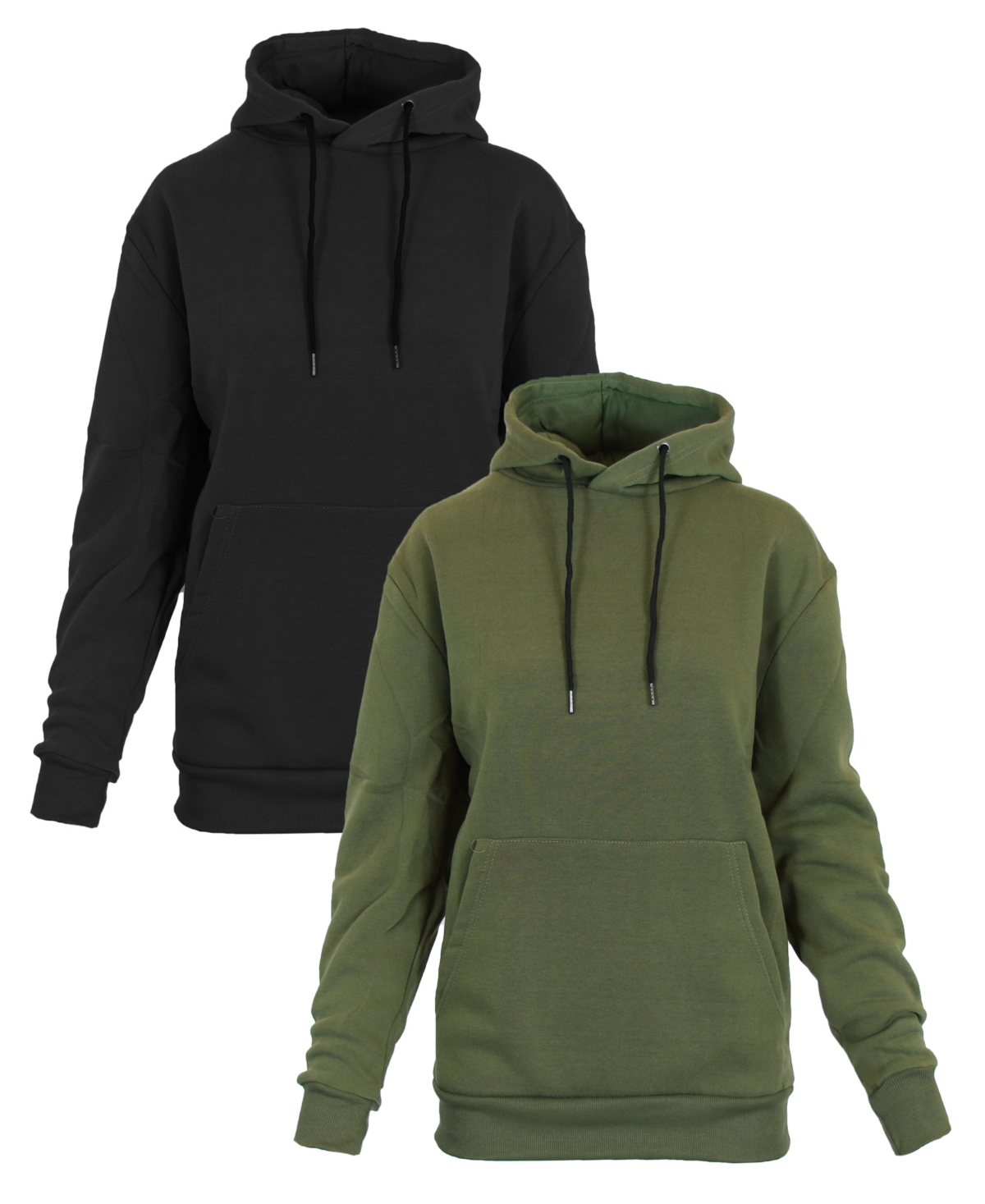 Galaxy By Harvic Women's Heavyweight Loose Fit Fleece Lined Pullover Hoodie Set, 2 Piece In Black-olive