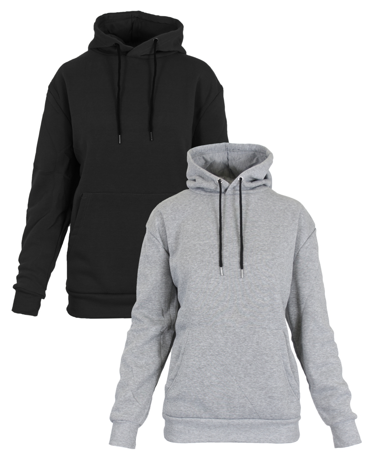 Shop Galaxy By Harvic Women's Heavyweight Loose Fit Fleece Lined Pullover Hoodie Set, 2 Piece In Black-heather Gray
